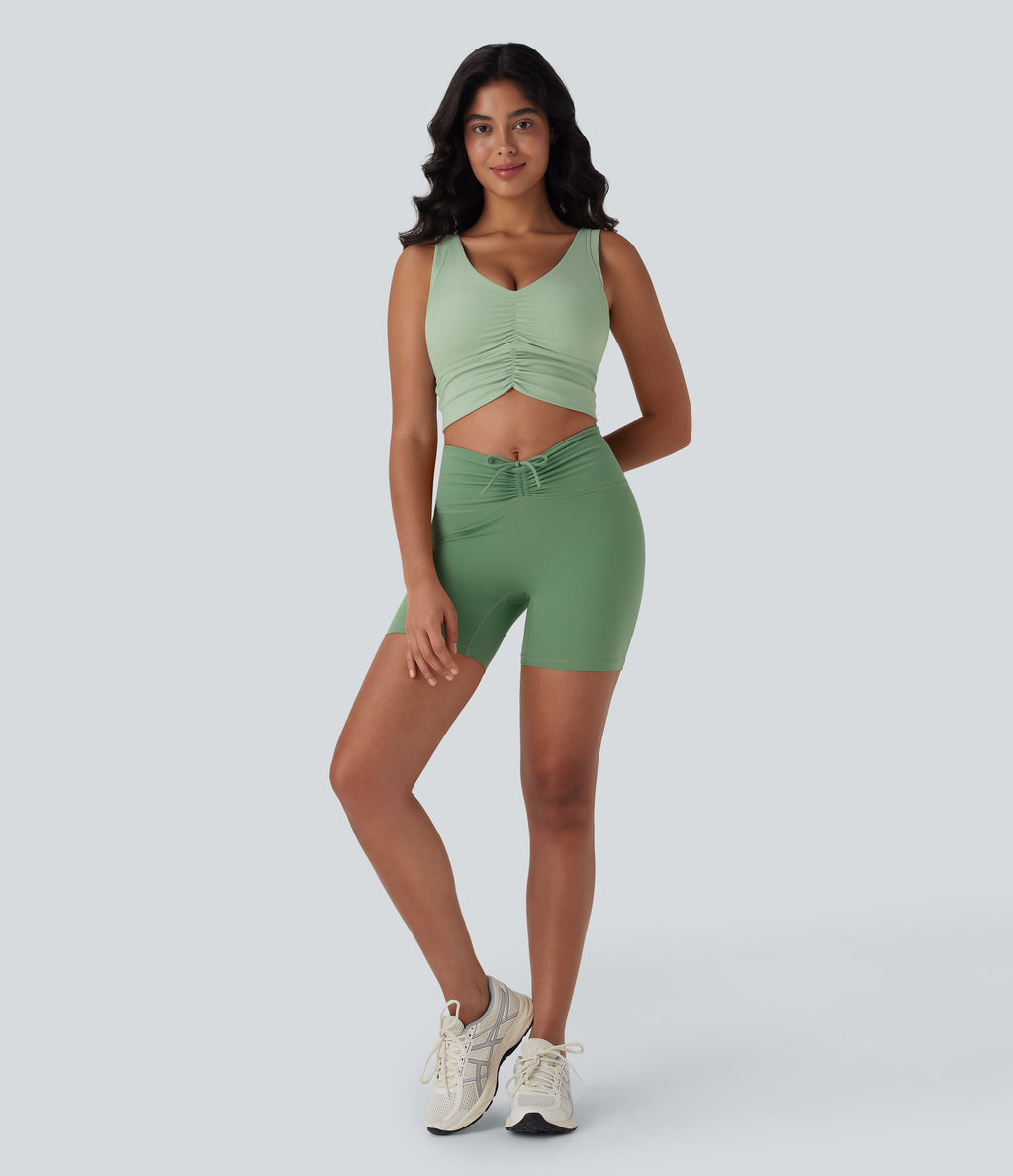 SoftlyZeroTM Airy Cut Out Ruched Cool Touch Yoga Tank Top