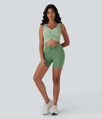 SoftlyZeroTM Airy Cut Out Ruched Cool Touch Yoga Tank Top