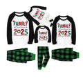 Black Raglan Top Green Plaid Christmas Pajamas Set With Christmas Holiday Text