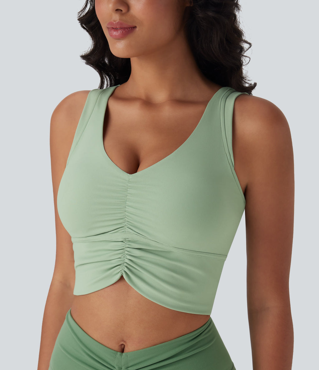 SoftlyZeroTM Airy Cut Out Ruched Cool Touch Yoga Tank Top