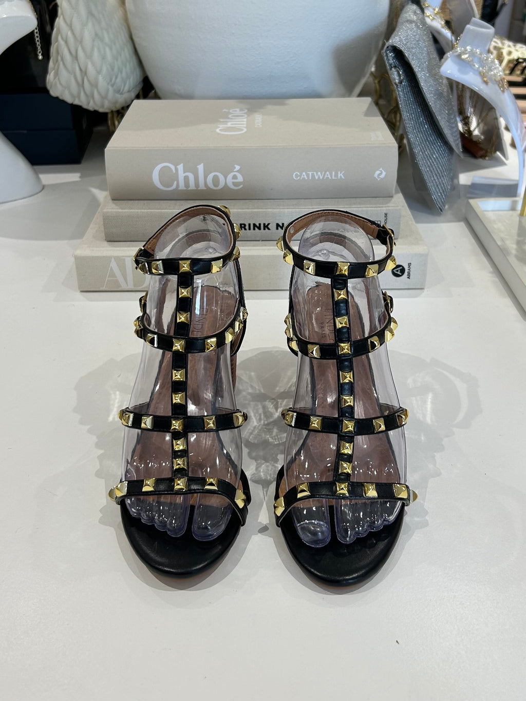 Gold Studded Block Heel Sandal (3 Colours)