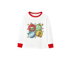 Family Christmas White Pajamas Set With Colorful Christmas Character Print