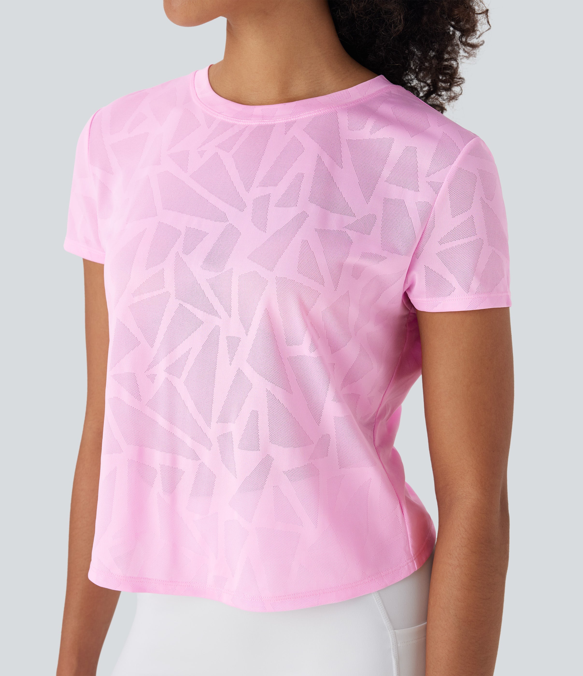 Seamless Flow Jacquard Crossover Hem Yoga Sports Top