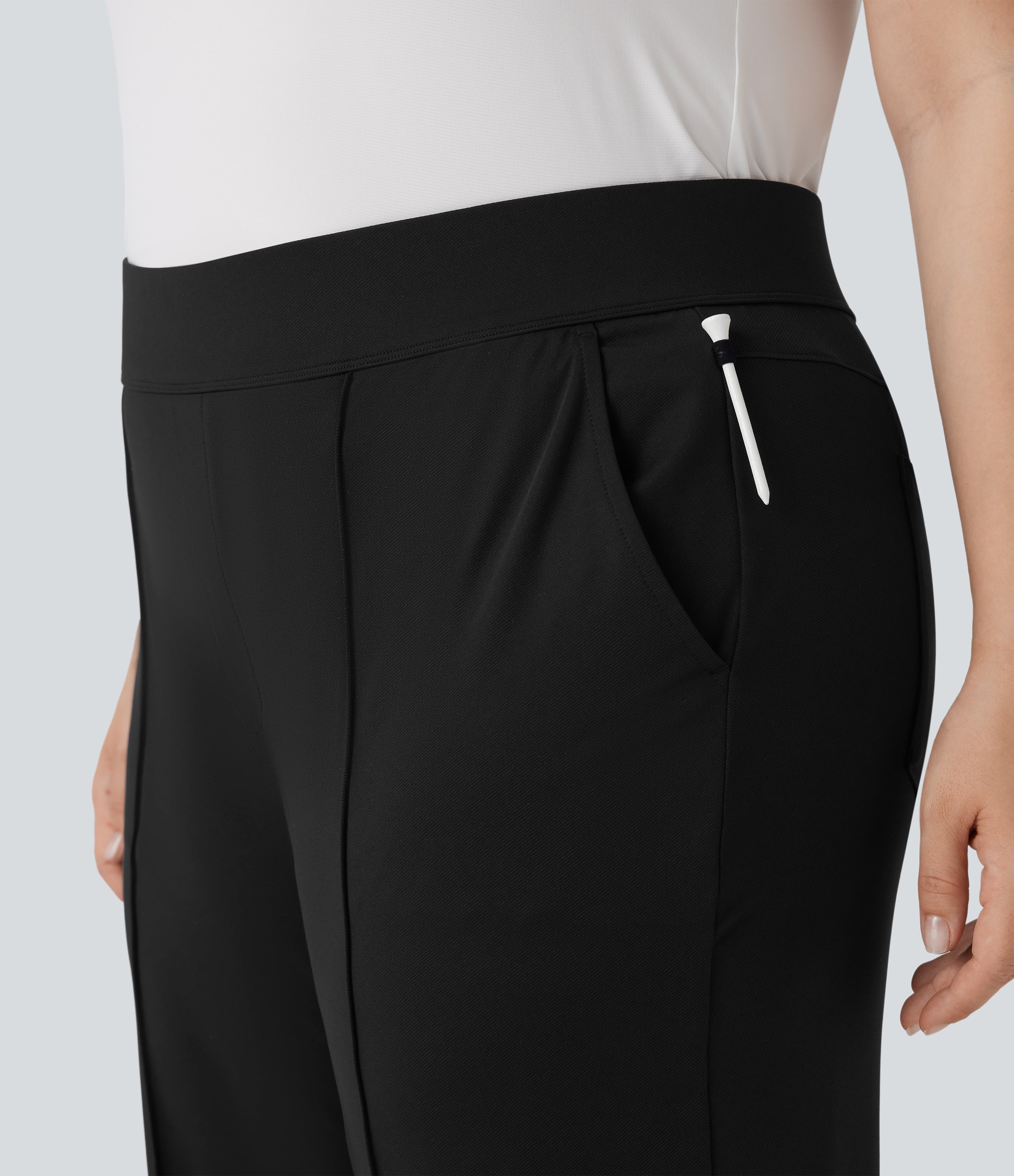 High Waisted Pockets Straight Leg Quick Dry Golf Plus Size Pants-Golf Tee-UPF40+