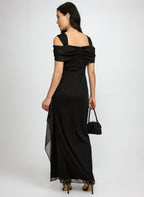 Mesh Cowl Neck Dress