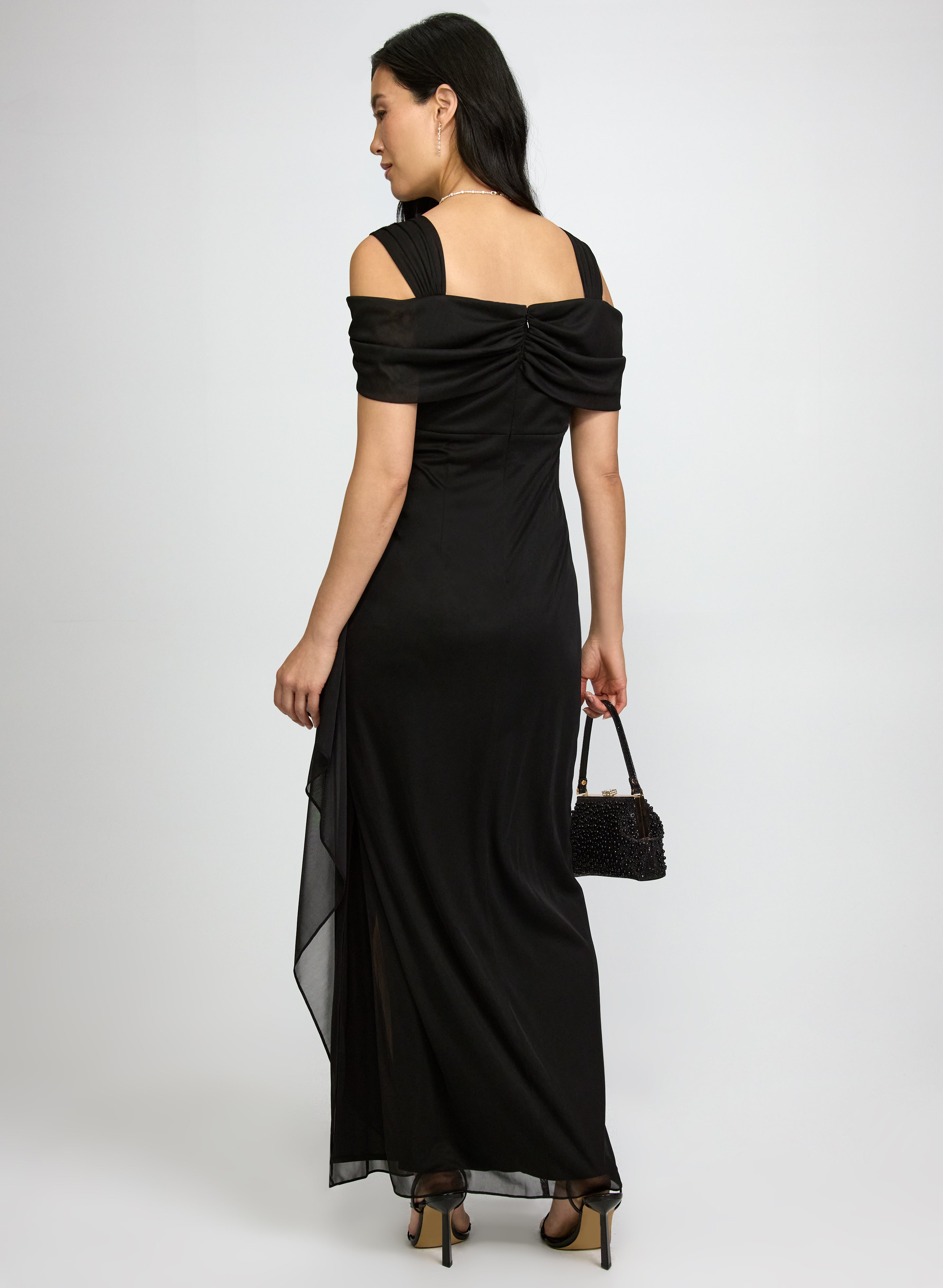 Mesh Cowl Neck Dress
