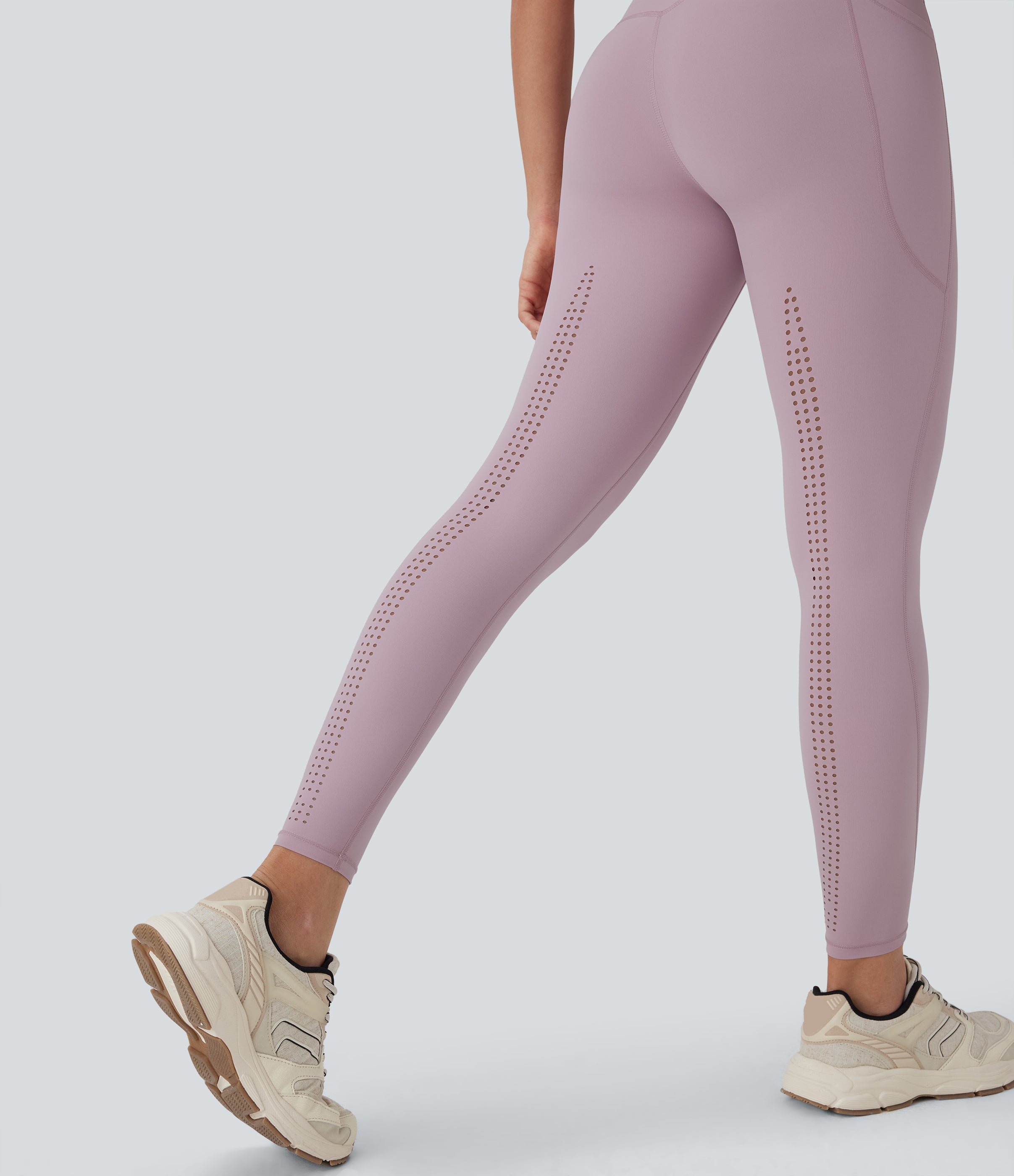 UltraSculptTM Cool Quick Dry SoCinched High Waisted Tummy Control Cut Out Yoga Leggings with Pockets-UPF50+