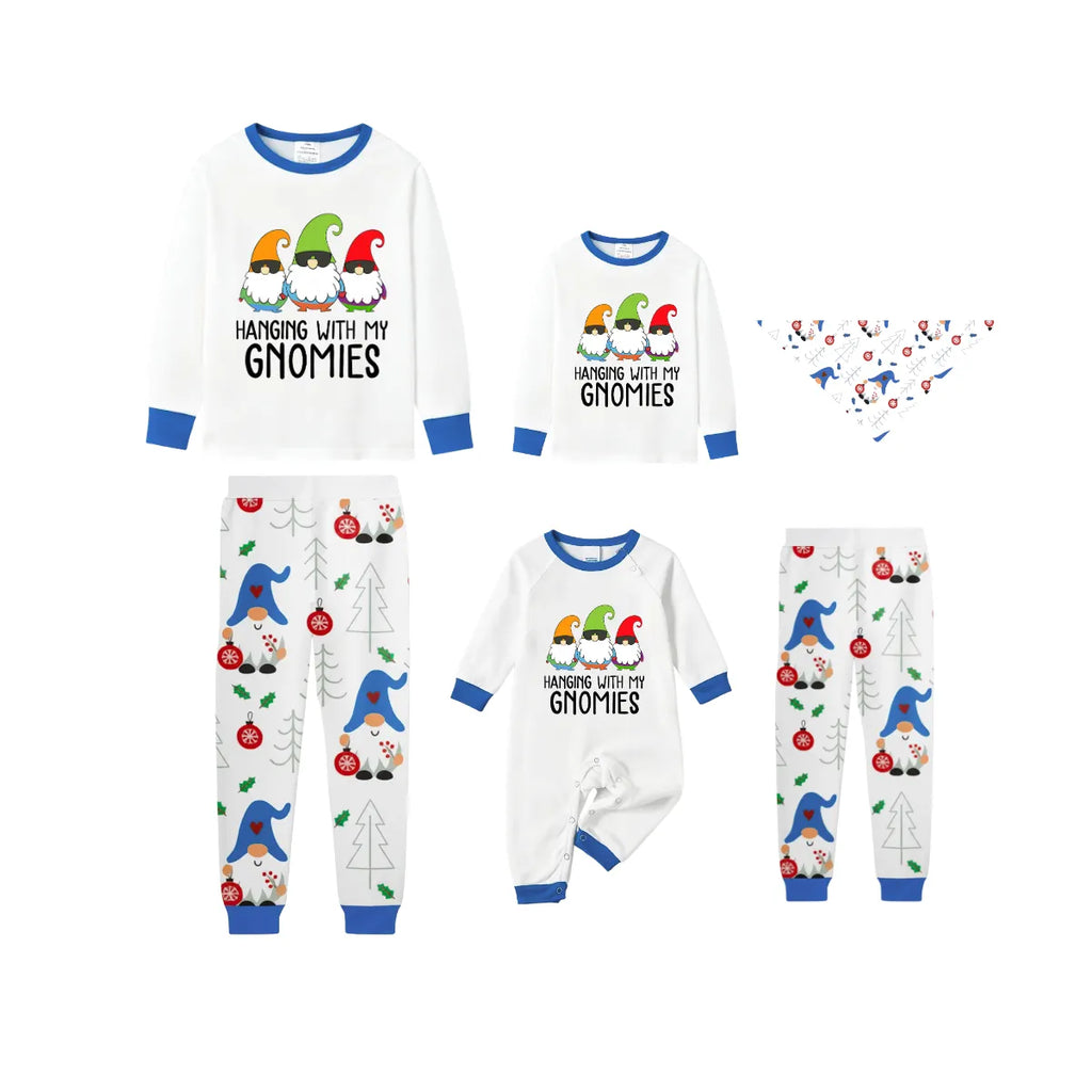 Holiday Family Christmas Pajamas Set With Christmas Gnome Pattern Print