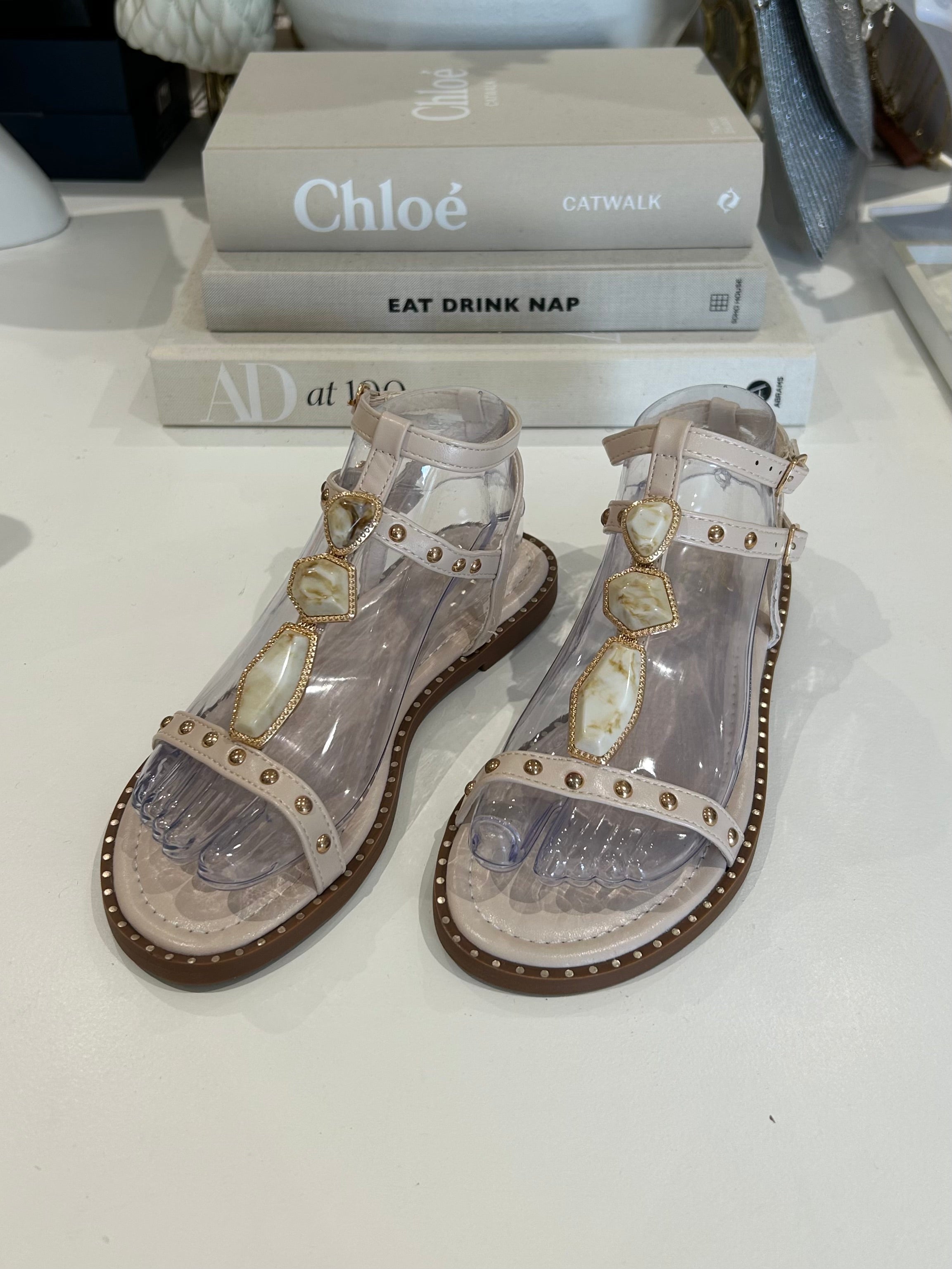 Studded Marble Flat Sandals (3 Colours)
