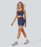 SoftlyZeroTM QuickDry SoCinched High-Waisted Tummy-Control Ruched Running Biker Shorts 5''