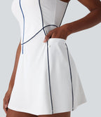 SoftlyZeroTM QuickDry Sleeveless Half Zip Mini Golf Active Dress with Pockets-Golf Tee
