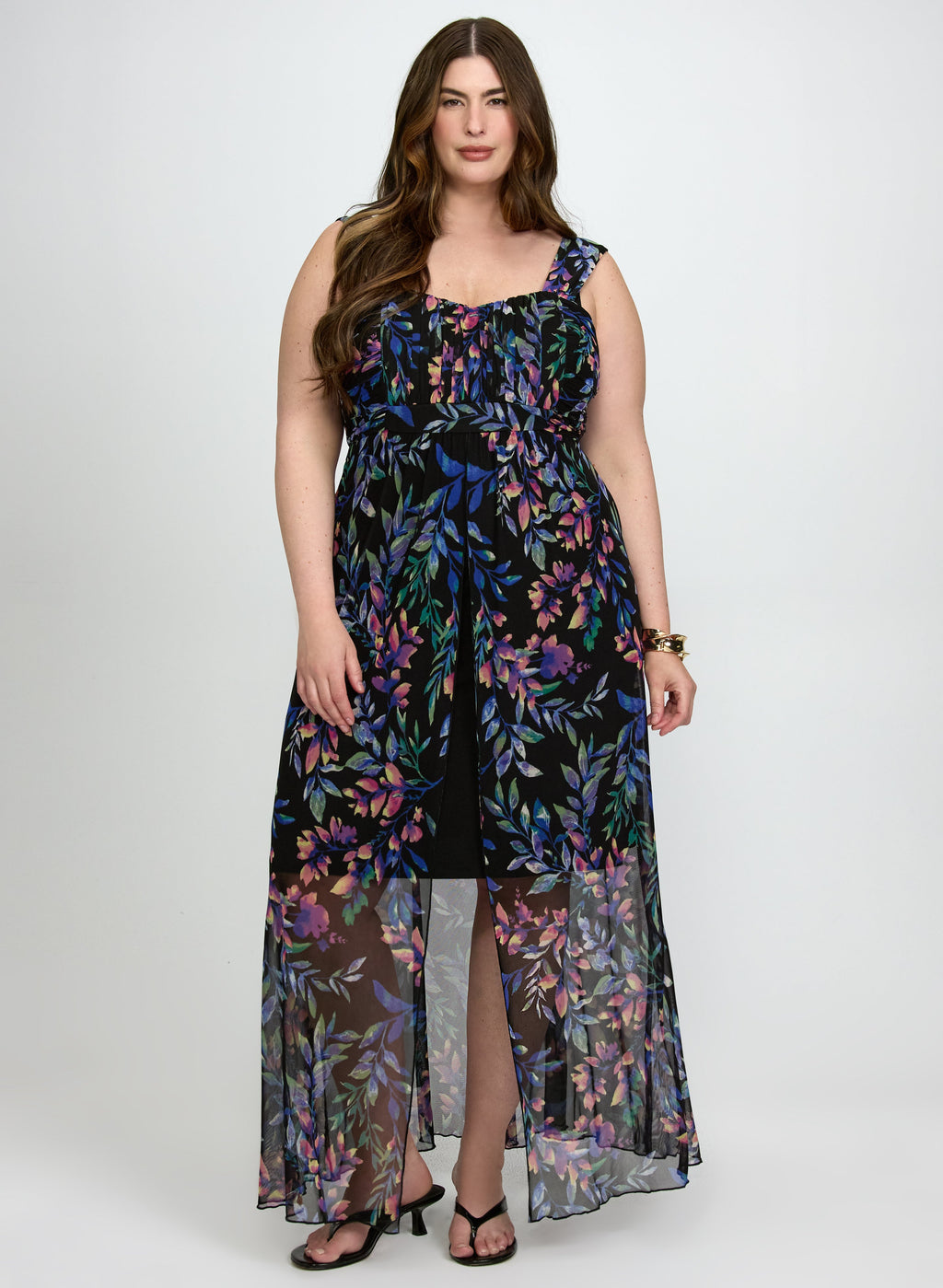 Floral Mesh Overlay Dress