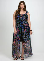 Floral Mesh Overlay Dress