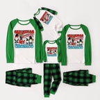 Green Raglan Top Green Plaid Christmas Pajamas Set With "CHRISTMAS WITH MY GNOMIES" Print