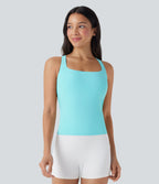 SoftlyZeroTM Airy Square Neck Cropped Cool Touch Running Tank Top-Longer Length-UPF50+