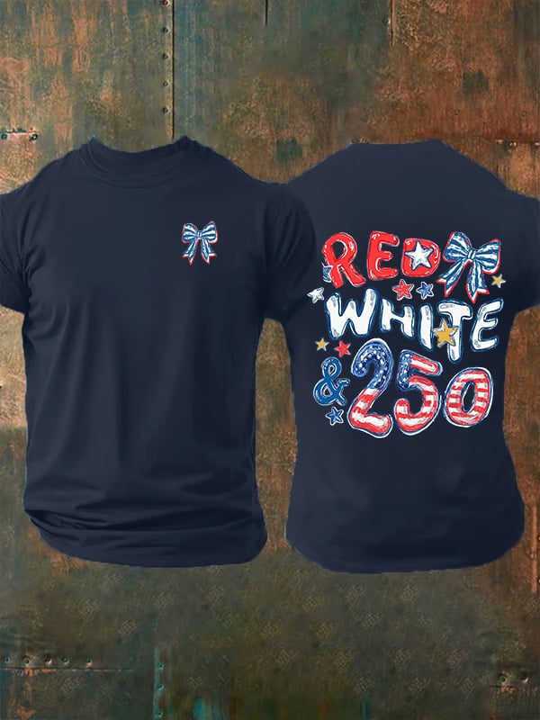 Men's  RED WHITE &250  Print  T-Shirt