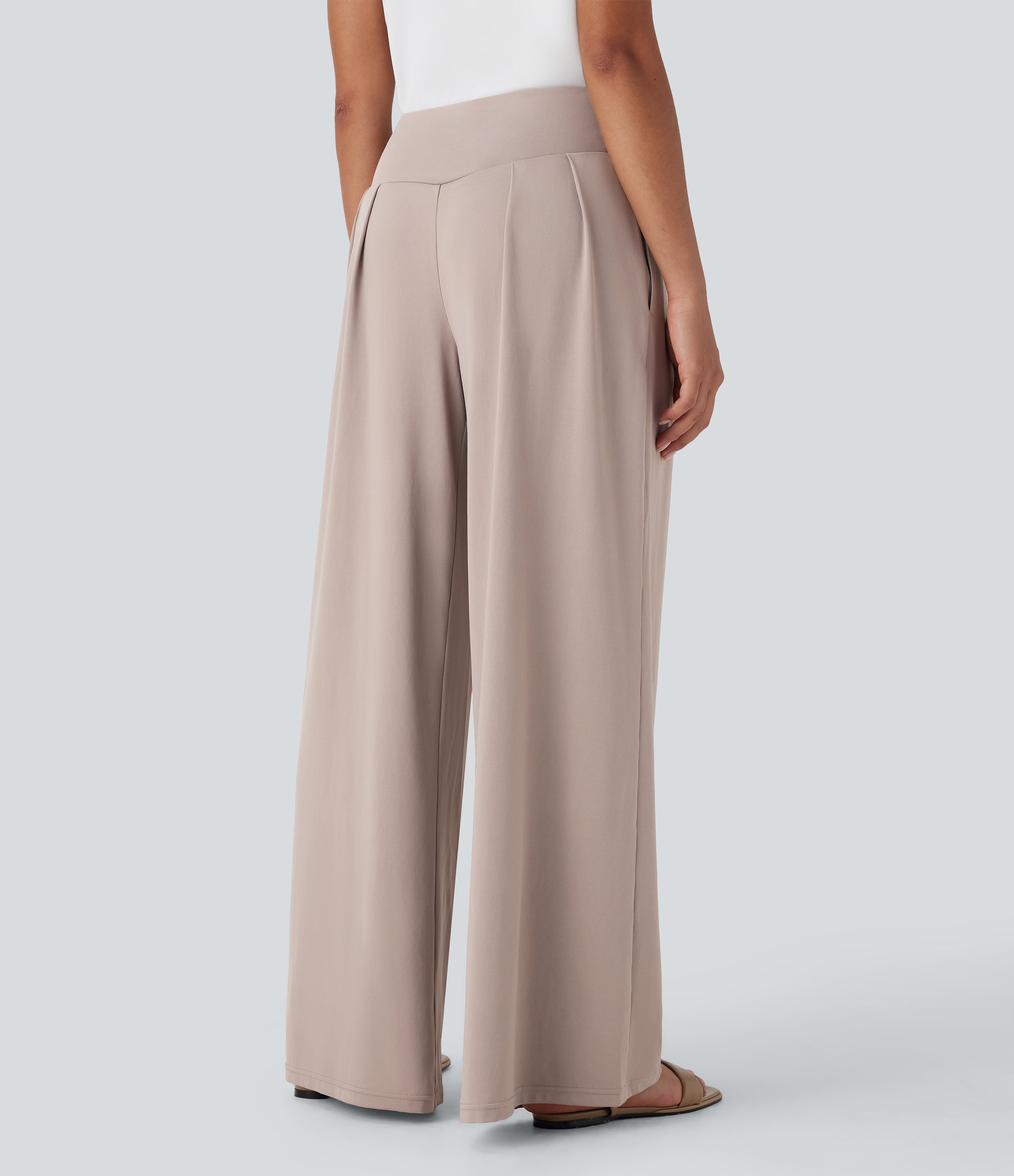 High Waisted Wide Leg Casual Pants with Pockets