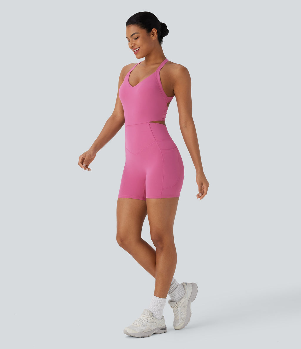 UltraSculptTM SoCinched Tummy Control Training Romper with Pockets-Easy Peezy Edition