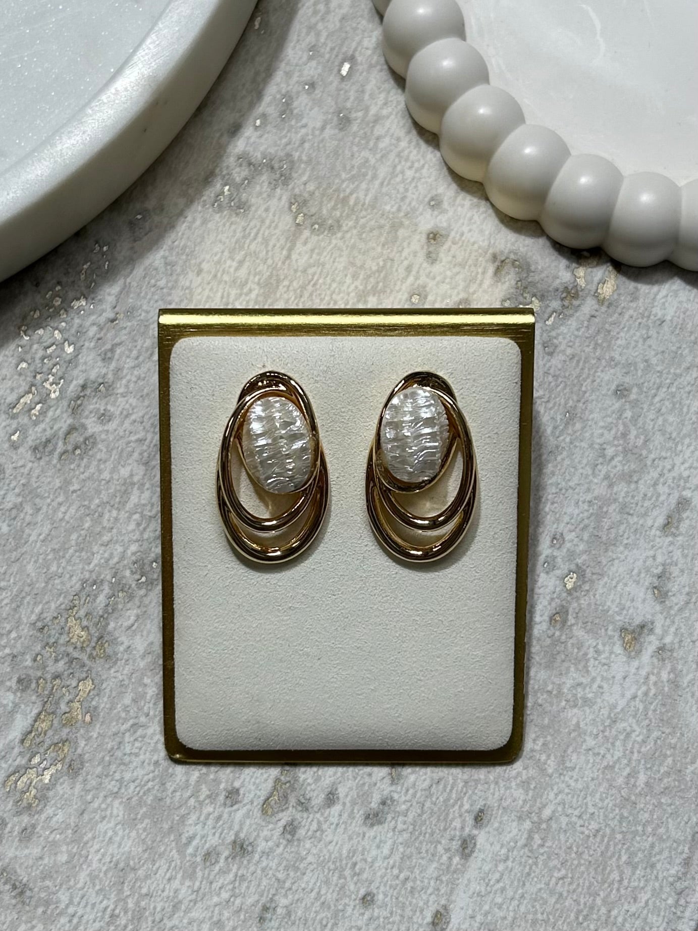 Triple Loop Pearl Earrings