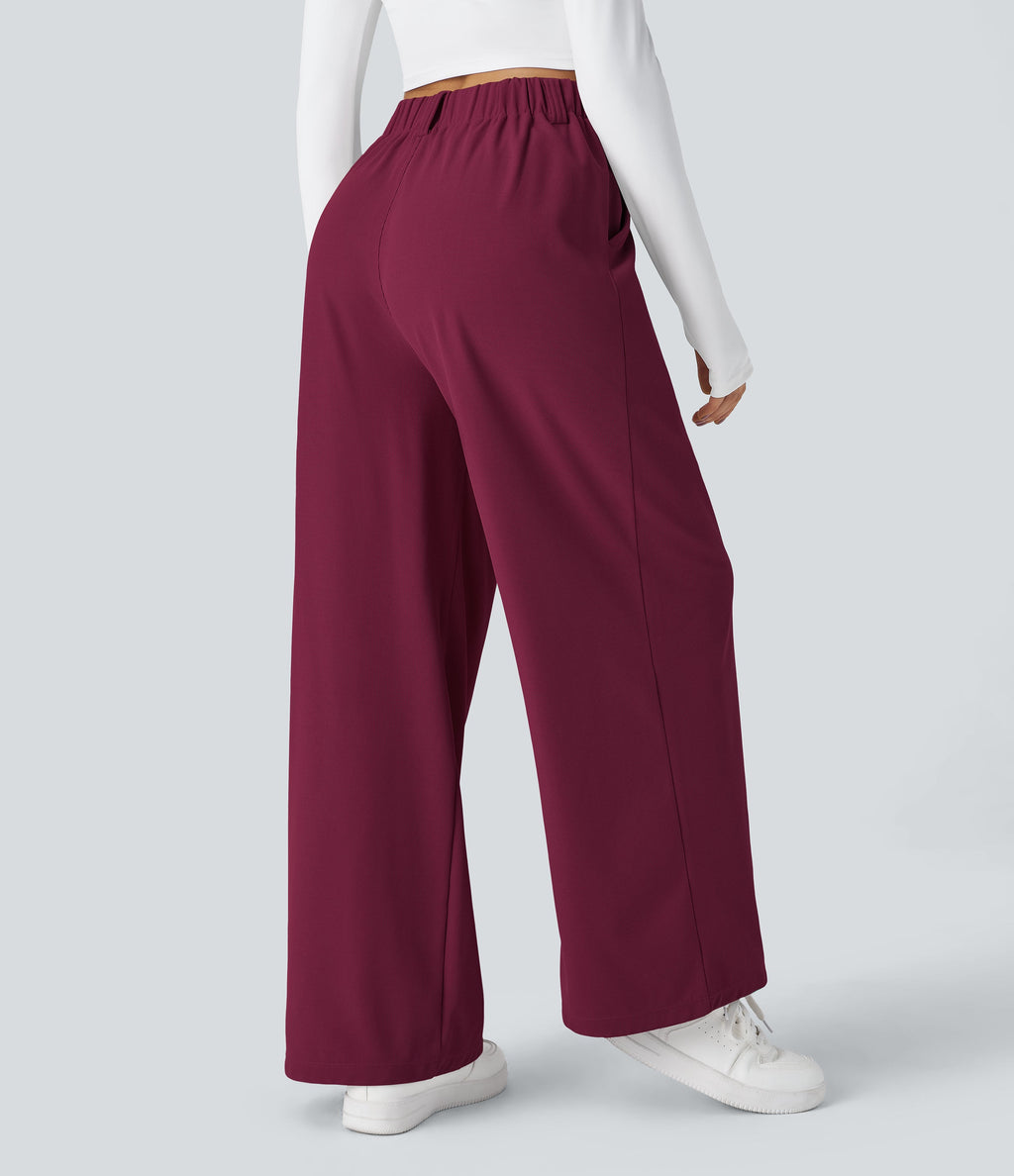 FlexTM High Waisted Side Pocket Wide Leg Waffle Work Pants