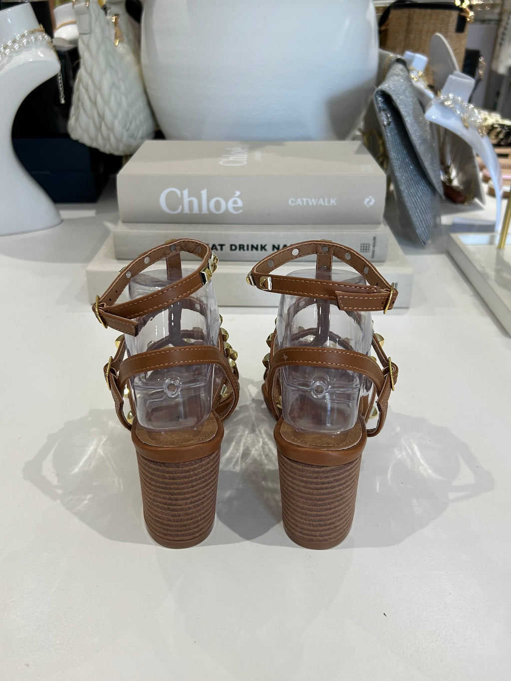 Gold Studded Block Heel Sandal (3 Colours)