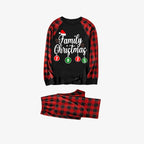 "Family Christmas 2025" Letter Printed Black & Red Plaid Family Matching Black Pajamas