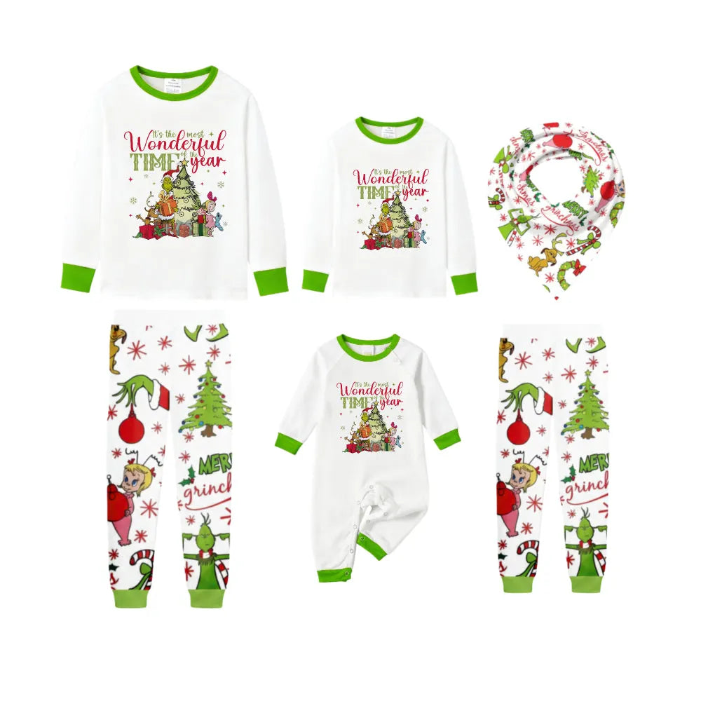 Holiday Family Christmas Pajamas Set With Funny Christmas Character Pattern Print