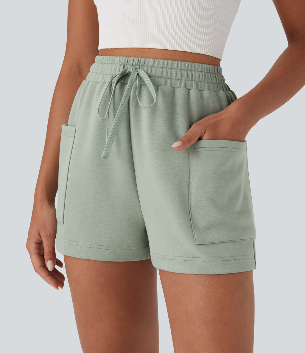 High Waisted Drawstring Casual Shorts with Pockets