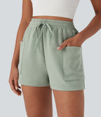 High Waisted Drawstring Casual Shorts with Pockets