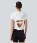 Hooded Short Sleeve Cut Out Yoga Sports Top
