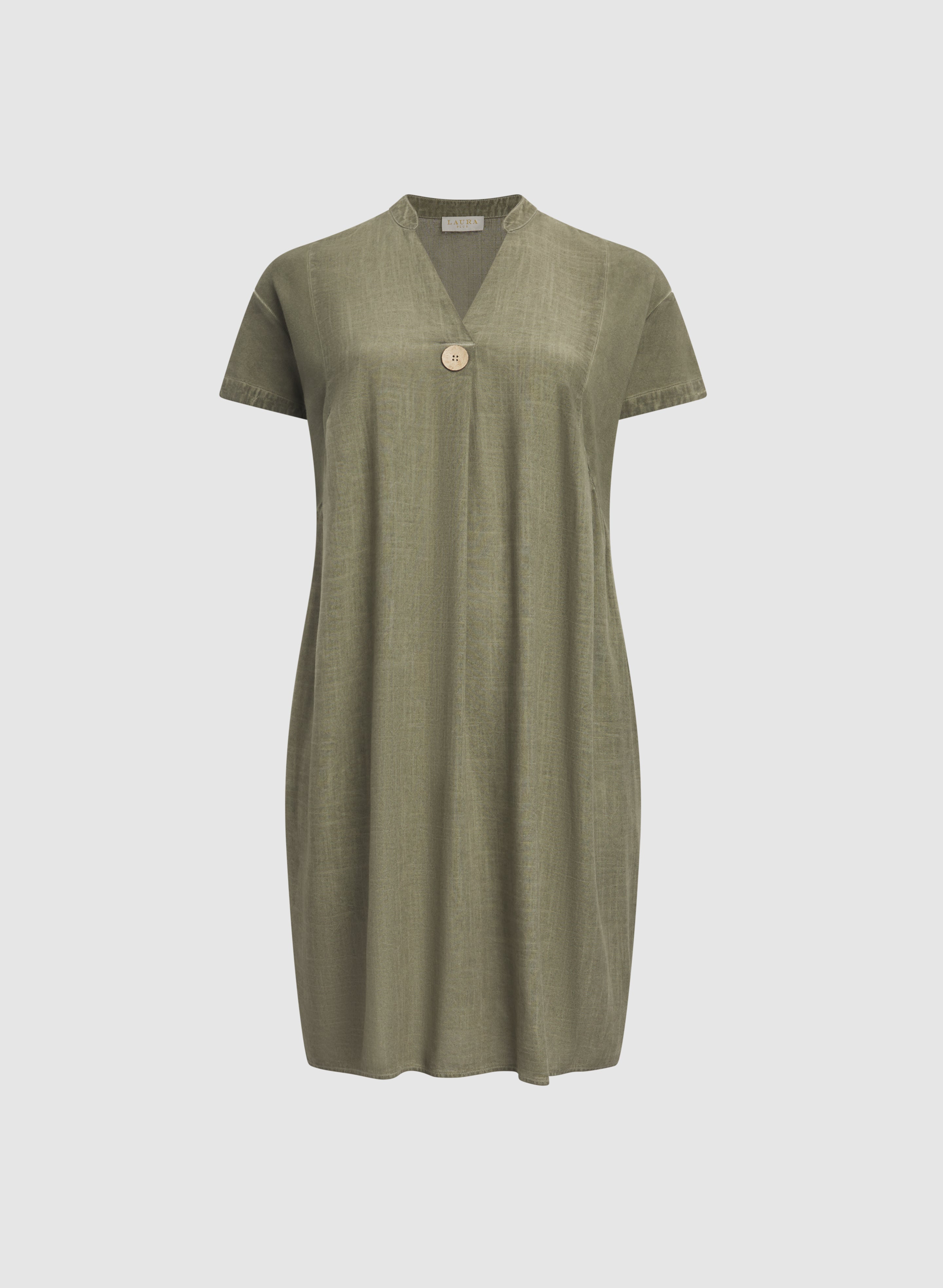 Linen-Blend Pocket Dress