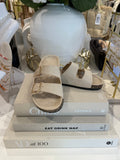 Beige Faux Suede Cork Sole Sandals