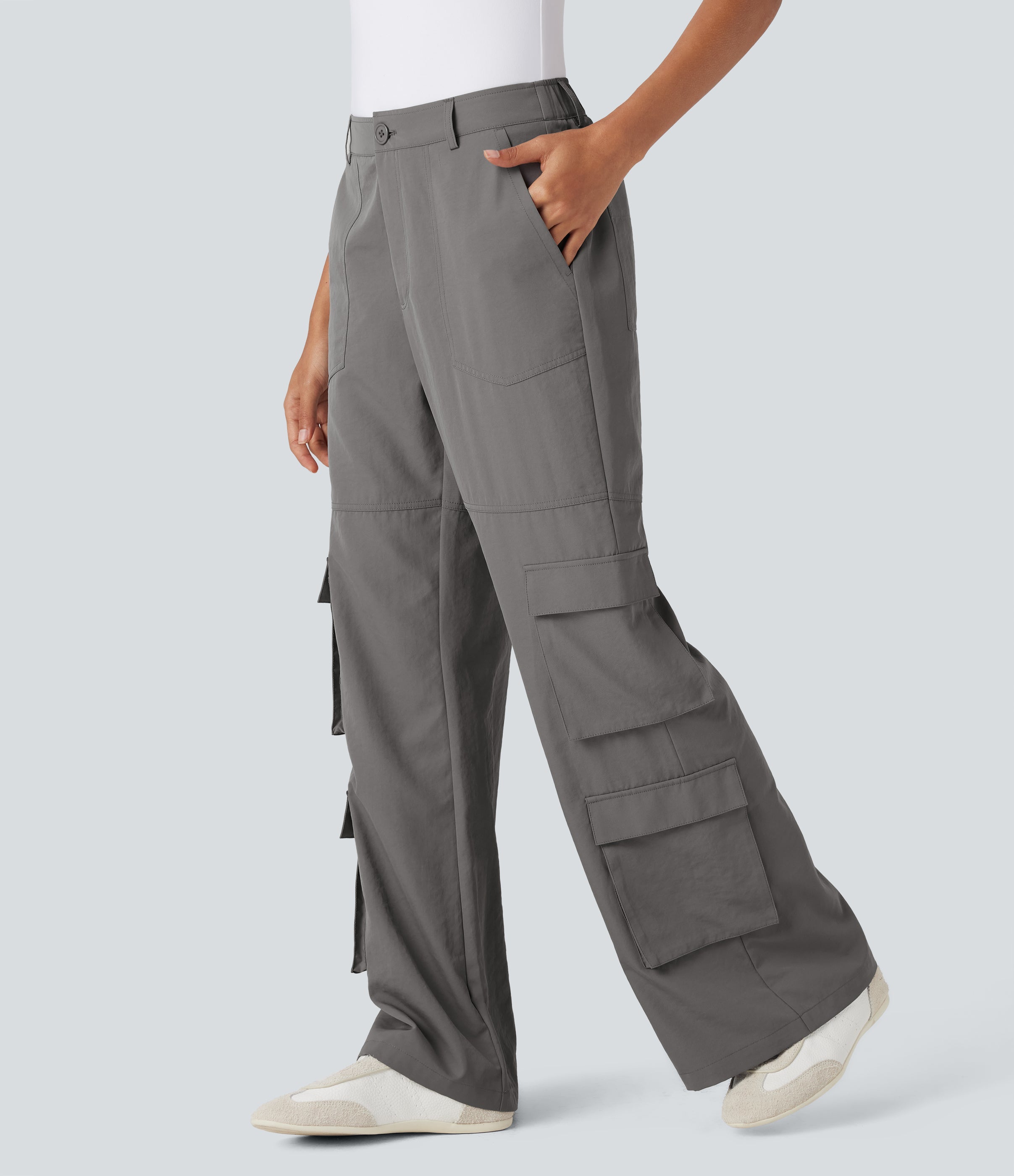 Mid Rise Casual Cargo Pants with Pockets