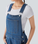 FlexTM Straight Leg Denim Casual Overalls with Pockets