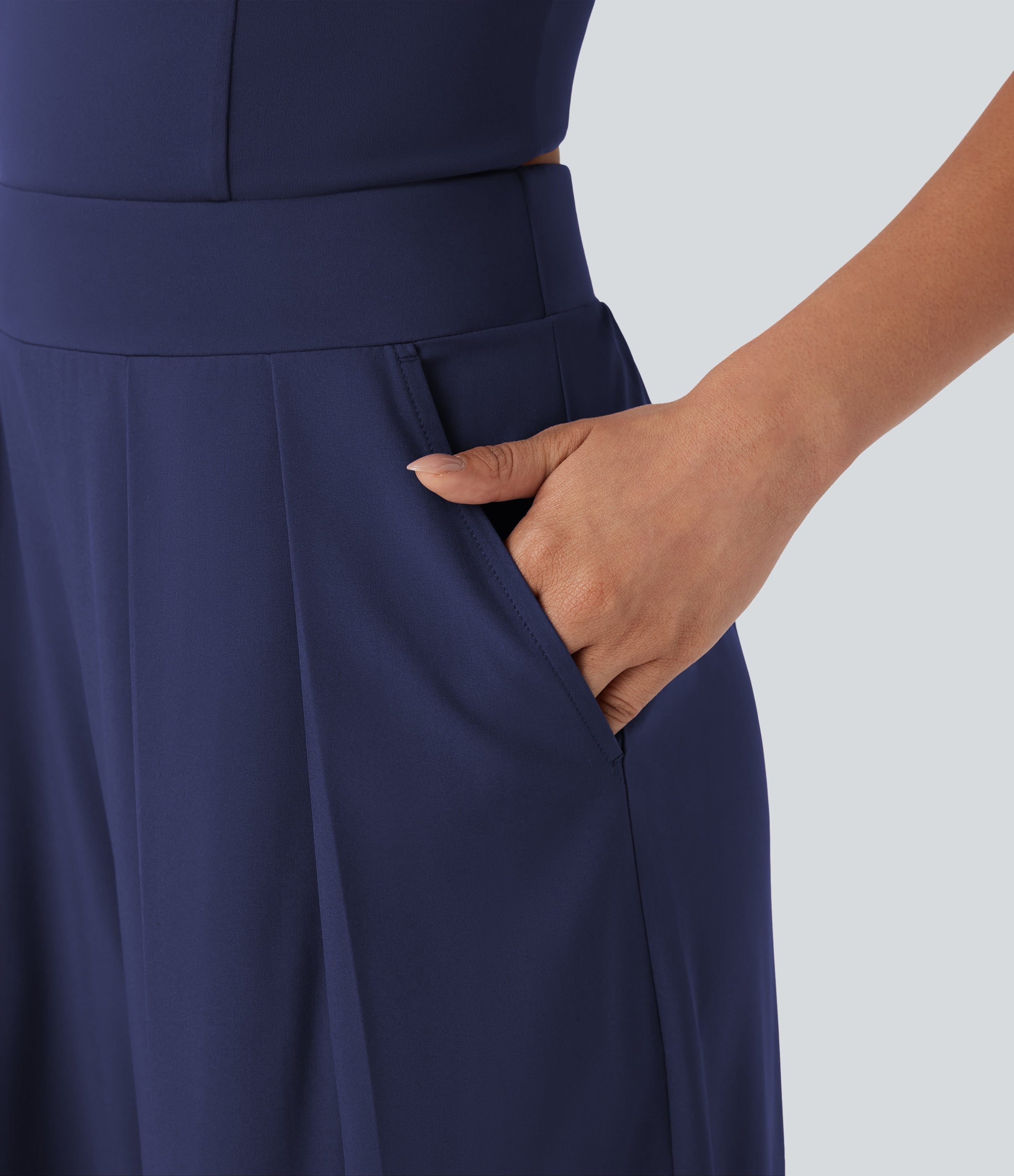 BreezefulTM Wide Leg Quick Dry Casual Slip Jumpsuit with Pockets-Easy Peezy Edition