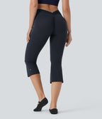 UltraSculptTM SoCinched High Waisted Tummy Control Butt Lifting Ruched Capri Yoga Bootcut Leggings with Pockets