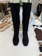 Faux Suede Knee Length Block Heel Boot (3 Colours)