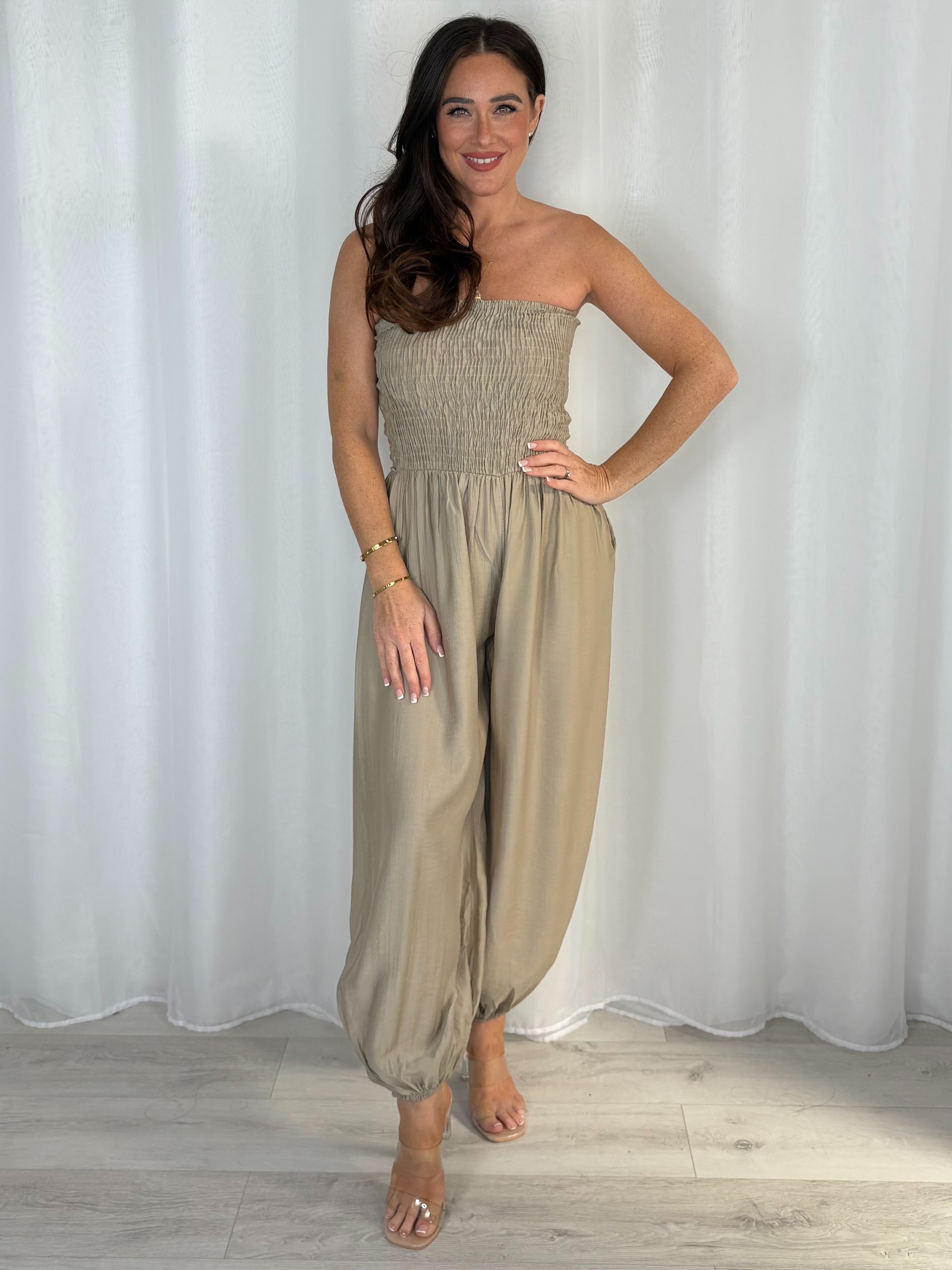 Smocked Bandeau Hareem Trouser Jumpsuit (4 Colours)