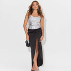Suspender Skirt Crew Neck Sequin Party Dress