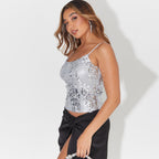 Suspender Skirt Crew Neck Sequin Party Dress