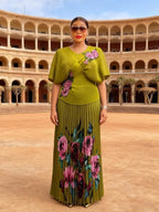 Women Elegant Floral Printed Skirt Set