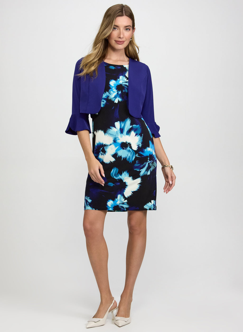 Bolero & Floral Print Dress Set