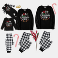 2025 Christmas Crew Making Memories Together Text Print Black Long Sleeve Top with Black And White Plaid Pants Family Matching Pajamas