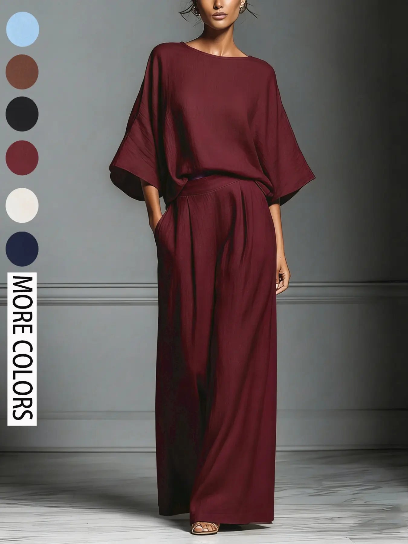 Women's Summer Fashion Elegant Basic Bell Sleeve Set, Casual European and American Style, Trendy Ladies' Clothing for 2026