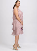 Metallic Jacket & Tiered Dress Set