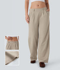 Quick Dry Low Rise Inside Drawstring Straight Leg Casual Pants with Pockets-UPF 40+