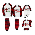 Red and Black Plaid Christmas Pajamas Set With "Jesus Is The Reason For The Season" Slogan Print