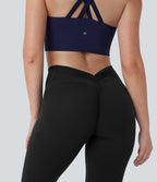 UltraSculptTM SoCinched High Waisted Tummy Control Butt Lifting Ruched Capri Yoga Bootcut Leggings with Pockets