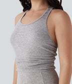 Ruched Asymmetric Hem Flowy Maxi Casual Dress