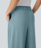 BreezefulTM Mid Rise Wide Leg Quick Dry Work Pants with Pockets